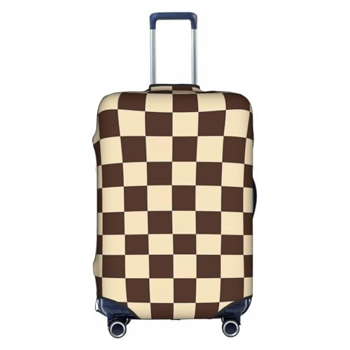 Brown Checkered Luggage Cover Washable Suitcase Cover Anti-Scratch Checkered Luggage Protector Covers Elastic Luggage Identify for Suitcase S fits 18-21 Inch Luggage