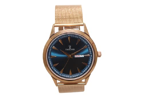 TIMELAND Analog Mens Watch (Multicolor Dial Rose Gold Mesh Chain) (B097B9PGG1) Amazon Price History, Amazon Price Tracker
