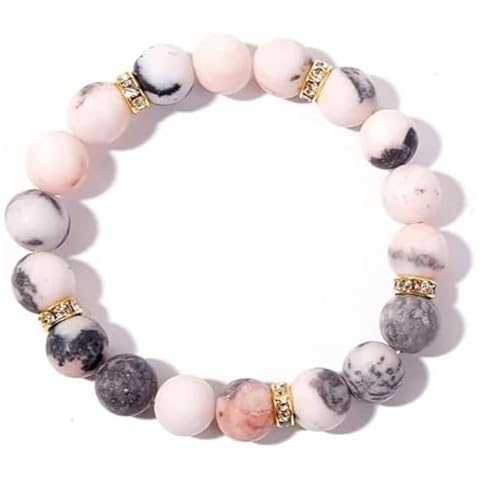 ZNDIJE Therapeutic Crystal Rose Quartz Bead Bracelet Fashion healthy crystal stone jewelry vitality extract Beaded charm chain bracelet bring good luck healthy women Bracelet (10mm), Pink, 18.5cm Cover