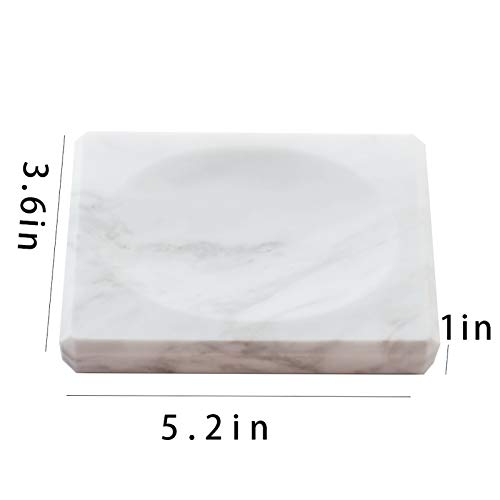 White Soap Dish Tray Marble Soap Holder Trinket Plate For Bathroom Sink Kitchen Countertop Bedroom Vanity Bathroom Accessory Rectangular #TOP5