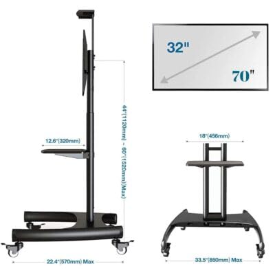 Image of AUDIOVAN Heavy Duty Led TV Stand with Wheels for 32-75 Inch TV Display Stand Rolling Matel TV Cart Trolley Mobile Movable TV Bracket (Model No. AVT-1500)