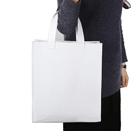 Sac en feutre de laine blanc x3 pour document et courses du quotidien