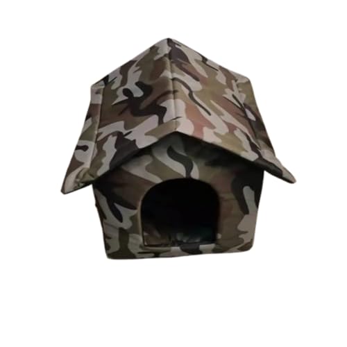 猫ハウス 野良猫シェルター 野良猫ハウス ペットハウス 屋外猫用キャットハウス 猫ベッド 防水犬ハウス 屋外 防水 保温 防寒 組立簡単 野良猫 野良犬 猫用ペットテント 猫用品 冬寒さ対策, (グリーン迷彩,55*45*55cm)