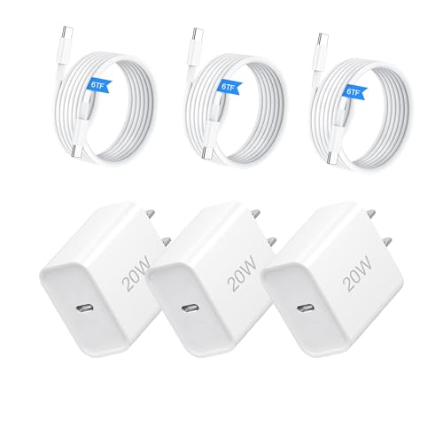 Image of USB C Charger, 20W Type C Wall Charger Block with 3 Pack 6FT Cable for 17 /17 Plus /17 Pro /16 /16 Plus /16 Pro Max /15 /15 Plus /15 Pro /15 Pro Max
