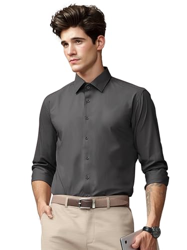 Image of Beyoung Cotton Plain Regular Fit Shirt for Men | Full Sleeve | Formal Shirt | Classic Collar Cotton