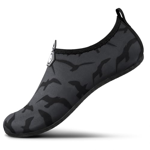 Image of SEEKWAY Water Shoes Women Men Adult Quick-Dry Aqua Socks Barefoot Non Slip for Beach Swim River Pool Lake surf Black SK002(U)