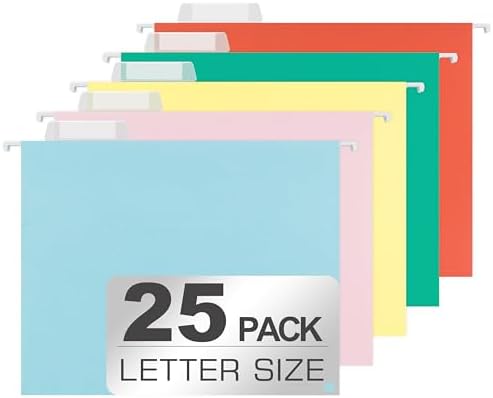 Amazon.com: 25 Packs Hanging File Folders,5 Assorted Colors Hanging ...