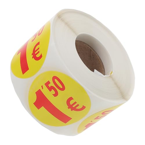HEATSHAKING Pegatinas de Precio Adhesivas 1 Rollo 500 Etiquetas 1,50 Euros Papel para Etiquetas de Precios Color Llamativo para Supermercados Tiendas Minoristas y Venta de Garaje