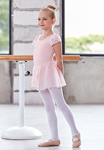 Image of MdnMd Toddler Ballet Leotards for Girls Dance Leotards with Skirt Gymnastic Ballerina Outfit Dress Classic Short Sleeve