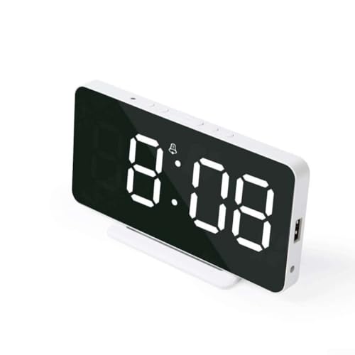 Elegante LED-Spiegeluhr mit großem Bildschirm für intelligente Sensoranpassungen für optimale Sichtbarkeit (weiß)