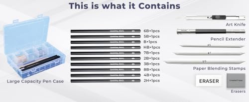Image of DaKos Sketch Set of 18 Pieces - Drawing and Shading Pencil Set for Artists, Perfect Sketching Kit of Charcol Pencil and Shading Art with Carry Box (MFP1534)
