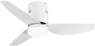 Abrila - Ventilador DC BORAx | con tres Aspas en Color Blanco con Luz | con 6 Velocidades Ajustables | 3 Temperaturas de Luz Seleccionables | Mando a Distancia Incluido