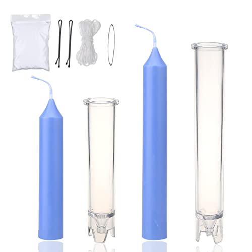 MILIVIXAY 2PCS Taper Candle Molds - Pillar Candle Molds - Perfect for Making Emergency Candles Chime Candles Table Candles-Including 30 Ft Wicks 1pc Wire and 2pc Wick Clips.