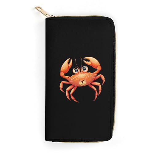 Boston Crab Wristlet Wallets for Men Women Leather Purse Clutch Cute Card Holder