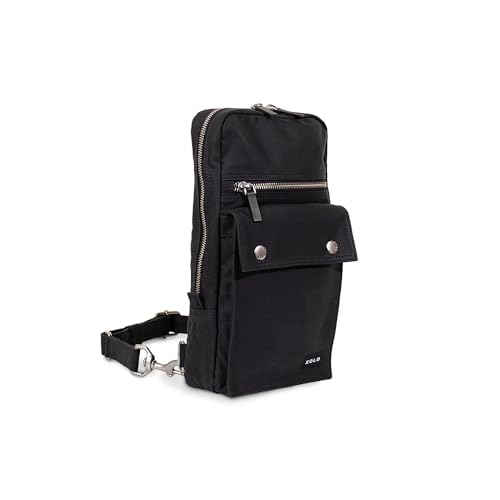 Kolo Keeley Shoulder Sling Bag, Cross-Body Shoulder Strap, Organic Waxed Cotton Canvas, Black