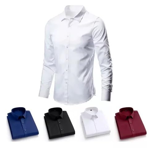 Camisa Social Manga Longa Executiva Slim - Elegância e Conforto (BR, Alfa, M, Slim, Branca)