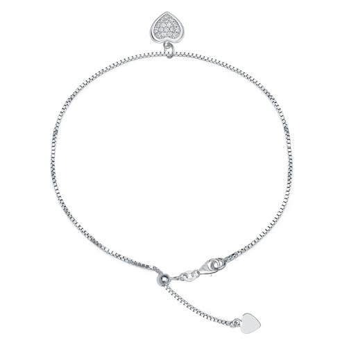 Image of TRUESILVER ACPL 925 Sterling Silver Anklets for Women | BIS Hallmarked Adjustable Chain Anklet with Charms | Beach Foot Jewelry | 1 Piece