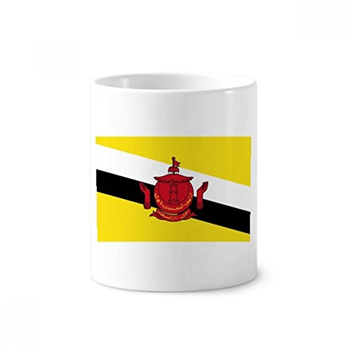 Tasse en céramique blanche drapeau Brunei 350ml pour stylo et brosse à dents