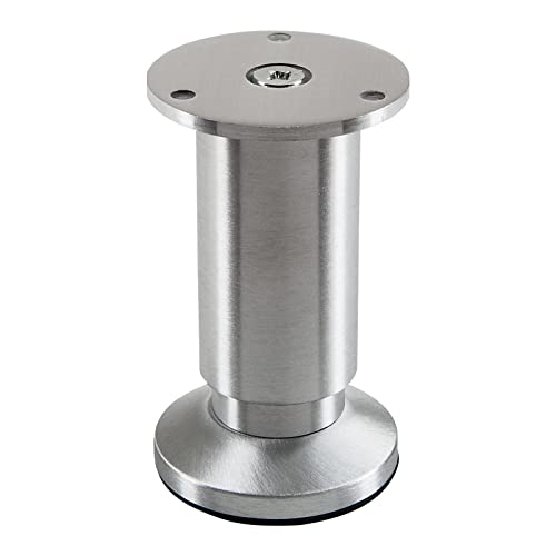 SOTECH Pied de Meuble Terra Hauteur 100 mm alu brossé Pied de Table réglable en Hauteur jusqu'à Max. 15 mm, Charge 250 kg