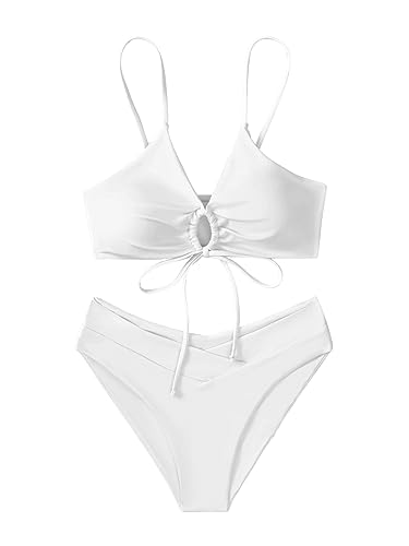 Image of Meetall Women's High Cut String Triangle Bikini Set Swimsuits Sexy Bathing Suits 2 Piece