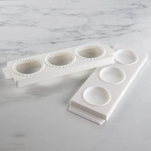 Unique Shaped Ravioli Molds - 2.5" Round- Homemade Filled Pasta Maker- 2 Piece Tray & Press Makes 3 Circle Raviolis Or Pastry At A Time, Easy To Use & Clean- Add Fun To Your Next Italian Pasta Night #TOP2