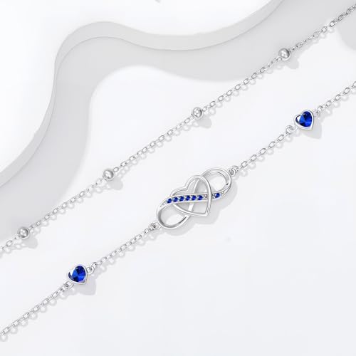 Image of Anklet for Women 925 Sterling Silver Double Infinity Ankle Bracelet Waterproof Summer Jewelry Anniversary Birthday Gifts for Her