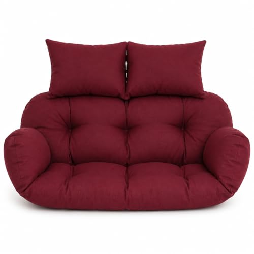 Image of Double Seater Swing Chair Cushion Replacement Pad for Hanging Egg Swing Outdoor Patio Garden Balcony Seat Cushion Brown Fabric Seating Pad Home Furniture Accessory