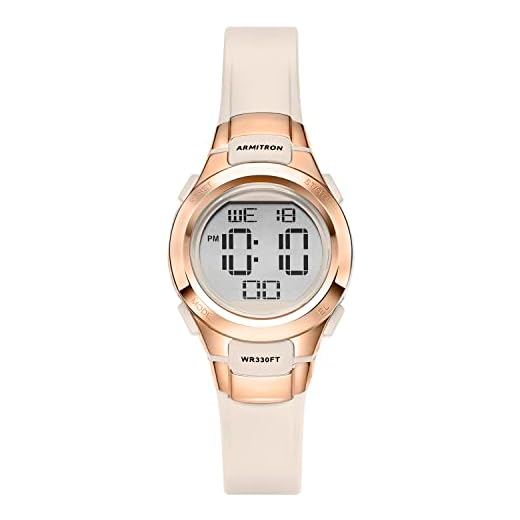 Armitron Sport Women's 45/7012PBH Rose Gold-Tone Accented Digital Chronograph Blush Pink Resin Strap Watch