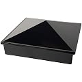 3" x 3" Pyramid Post Cap, Cast Aluminum, Designed for Metal Posts - Pressure Fit Installation - Glossy Black (DHPPC30F)