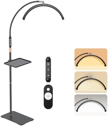 Mznoo Lash Light with Tool Tray, 2500LM LED Moon Light for Lash Tech, Black