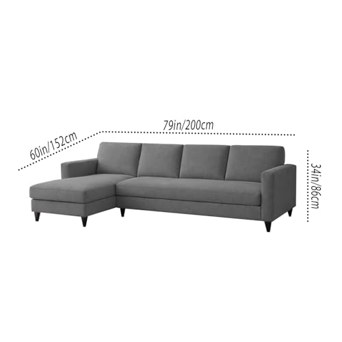 Image of Carlos LHS 4 Seater L Shape Sofa Set for Living Room & Home Office Furniture, Modern Durable Sectional Corner Sofa Couch, Premium Fabric Comfortable Seating with Strong Frame (Dark Grey)