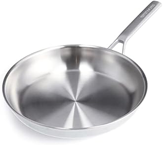 Merten & Storck Tri-Ply Stainless Steel 12” Frying Pan Skillet, Professional Cooking, Multi Clad, Heats Evenly, Drip-Free Pouring Edges, Browning, Induction, Durable, Oven & Dishwasher Safe