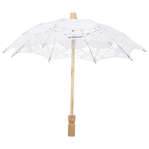 GANAZONO Weiße Stickerei Spitze Regenschirm Hochzeit Spitze Sonnenschirm Regenschirm Braut Spitze Regenschirm Sonnenschirm Spitzen Regenschirm Vintage Spitze Regenschirm Cover