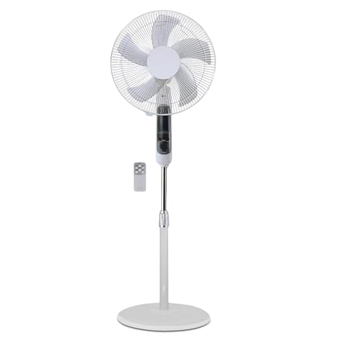 TIENDA EURASIA - Ventilador de Pie con Mando a Distancia | Ventilador de Pie Silencioso y Potente | 50 W | 3 Velocidades | Altura Ajustable | Temporizador | Ø 43 x 130 cm