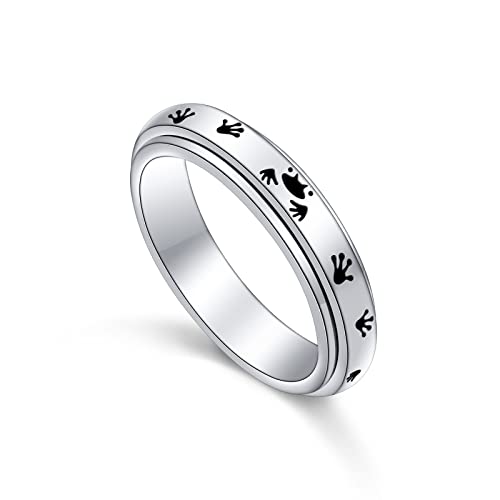 DAOSHANG Frog Paw Fidget Ring Sterling Silver Anxiety Rings, Spinner Rings Fidget Rings for Anxiety for Women Teens (6)