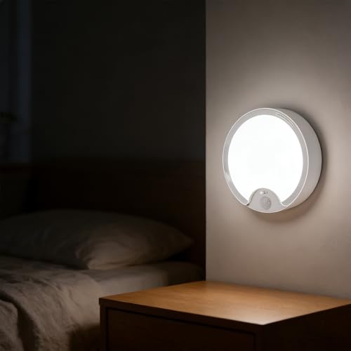Luocute モーションセンサーシーリングライト、バッテリー駆動LEDウォールランプ、高輝度、配線不要、廊下バスルーム寝室用調光可能なシャワーライト、モョンセンサー天井照明 [3]
