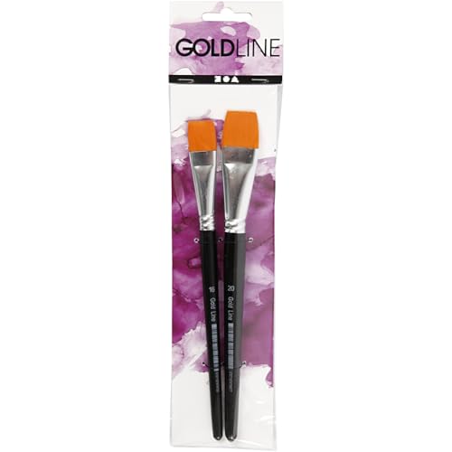 Gold Line Acrylic Brush Set, size 16+20 , W: 17+24 mm, flat, 2asstd - Image 2