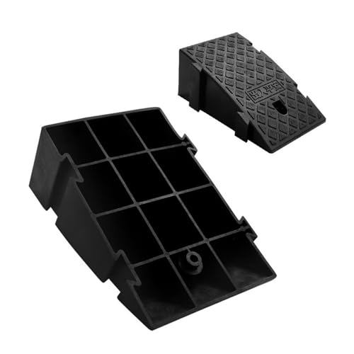 Alfombra para rampa de coche, alfombra para rampa de escalón, pendiente alta de plástico resistente para bordillos, alta capacidad de carga, fijación tipo clip para instalación fácil (amarilla, 25 x 27 x 11 cm) miniatura 7