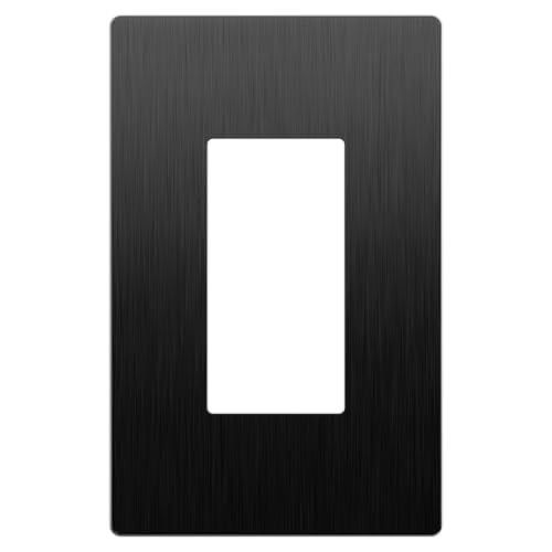 Image of LIDER Screwless Metal-Surface Wall Plate, Decorator Switch Cover, Temperature and Impact Resistant, Modern Decoration Upgrade, Mid-Size 1-Gang 4.88 inch x 3.11 inch, UL Listed, Stainless Steel, Brushed Black