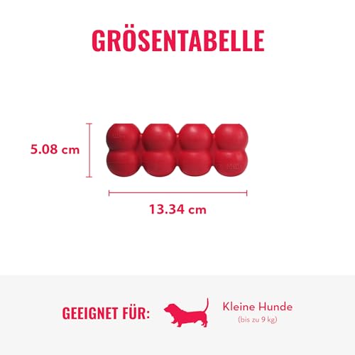 KONG Goodie Ribbon - Befüllbares Hundespielzeug aus Naturkautschuk - Kauspielzeug in Knochenform - Für Kleine Hunde