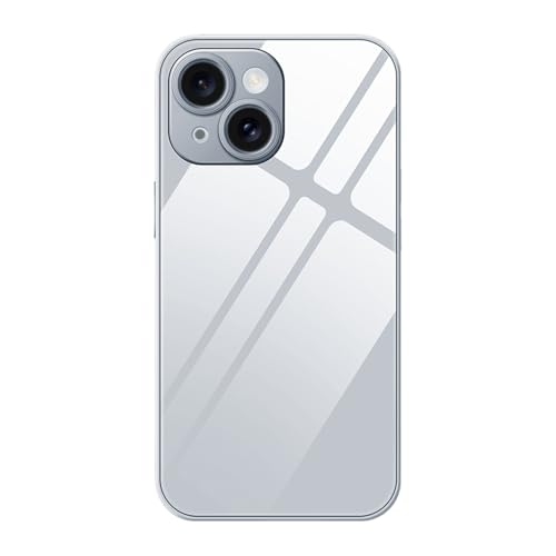BORYA Vetro Cover per OPPO Reno4 Pro 5G (Reno 4 Pro 5G), Antiurto Ultra Sottile Morbida Silicone TPU + PC Vetro Temperato Custodia, Tinta Unita Semplice Elegante Antigraffio Caso. Argento