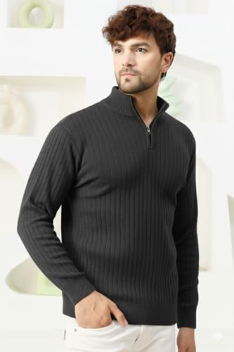 Image of Pivl Men's Winter Half Zip Solid Warm Sweater