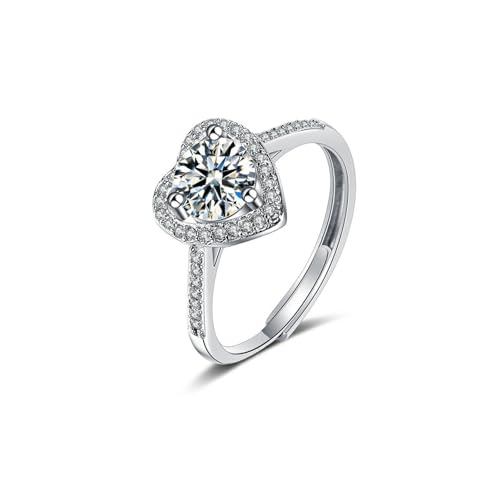 HinDaLi Bague Coeur Argent 925 pour Femme Fille Réglable Ouverte Zirconium Bagues de Promesse Mariage Alliance Fiançailles Coeur Bague en Argent Femme Diamant Brillant...