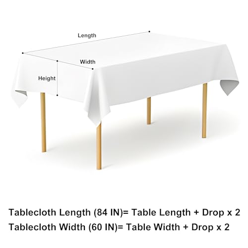 Image of misaya Rectangle Waterproof Vinyl Table Cloth, Buffalo Flannel Backed Tablecloth, Wipeable Plastic Table Cover for Dinner, Kitchen, Outdoor (60 inch x 84 inch, Baby Blue and White)