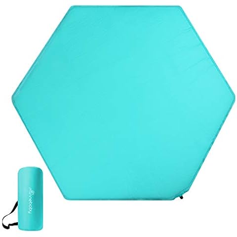 Minnebaby Hexagon Playpen Mat Compatible with Graco Traveler Playard & Regalo Play Yard, Self Inflating Playard Pad, Comfortable and Portable Playmat with Carrying Bag - Aqua Cover