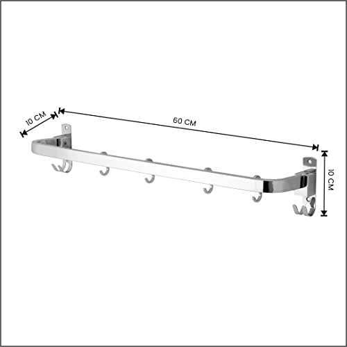 Image of USF Bath Accessories 304 Grade Stainless Steel Folding Towel Rod with Hooks, 24 Inch Towel Bar for Bathroom, Wall Mounted Napkin Rod, Chrome Finish, 3 Years Warranty