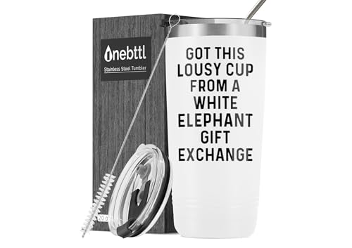 Onebttl Funny White Elephant Gifts for Adult Useful, Best White Elephant Gifts Exchange Party Idea, 20oz Stainless Steel Tumbler, Got This Lousy Cup