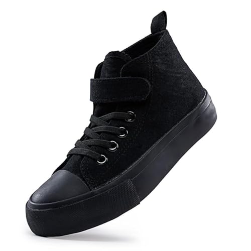 LUMUBBY Kid Shoes for Boys Girls Toddler Little Kid Canvas Mid Top Sneakers Classic Adjustable Strap Lace up Shoes for Kids Breathable Lightweight