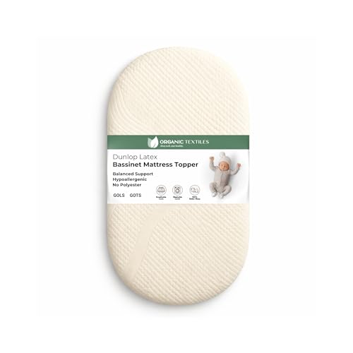 ORGANIC TEXTILES Organic Baby Mattress Topper with Organic Cotton Removable Cover GOLS/GOTS Certified Breathable - 2" Basinet (30"x15")