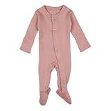 L'ovedbaby Baby Girls Organic Snap One-Piece Footies, Mauve, 0-3 Months US